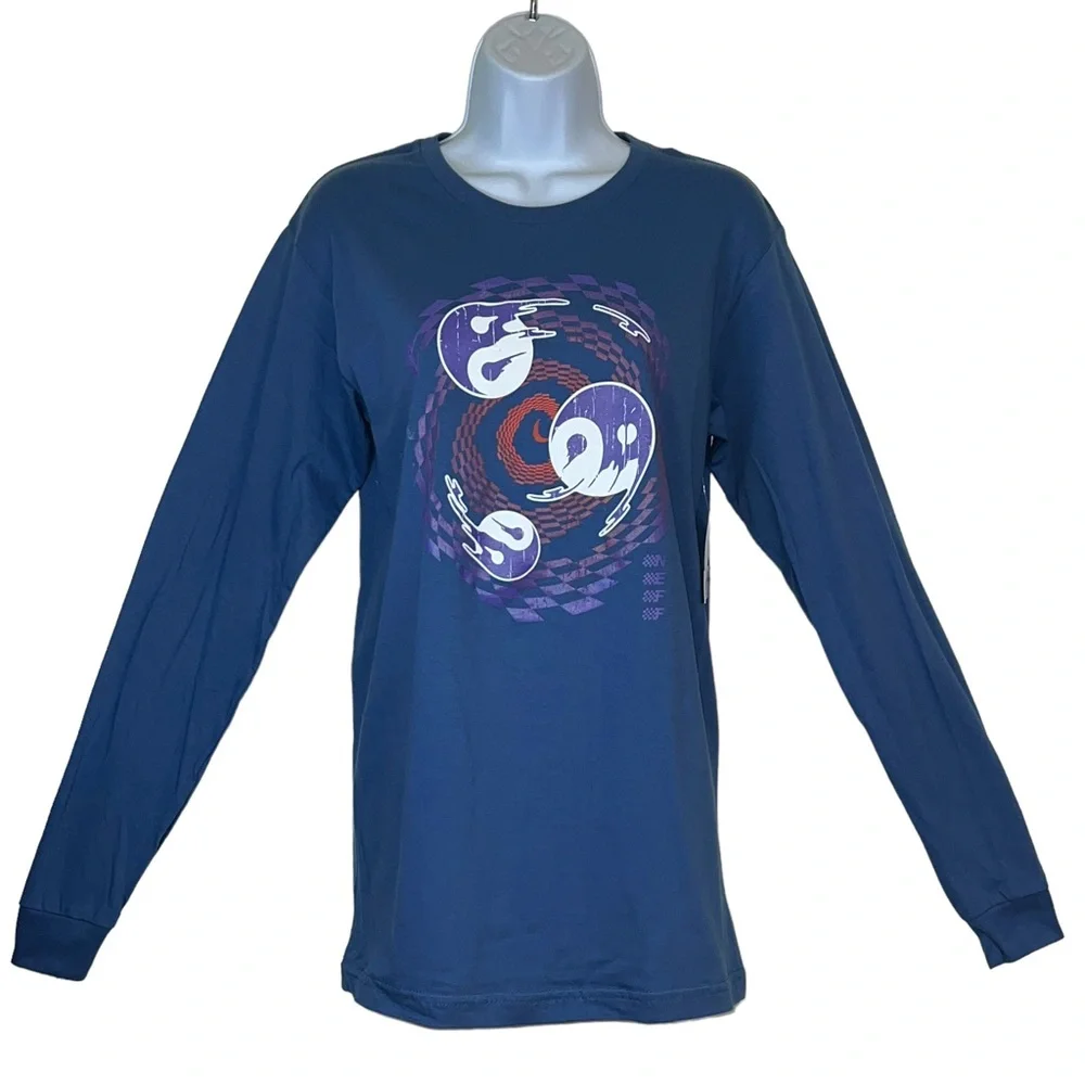NEFF T-Shirt Graphic Print Tongue Out Crew Long Sleeve Blue Tee - Picture 12 of 13